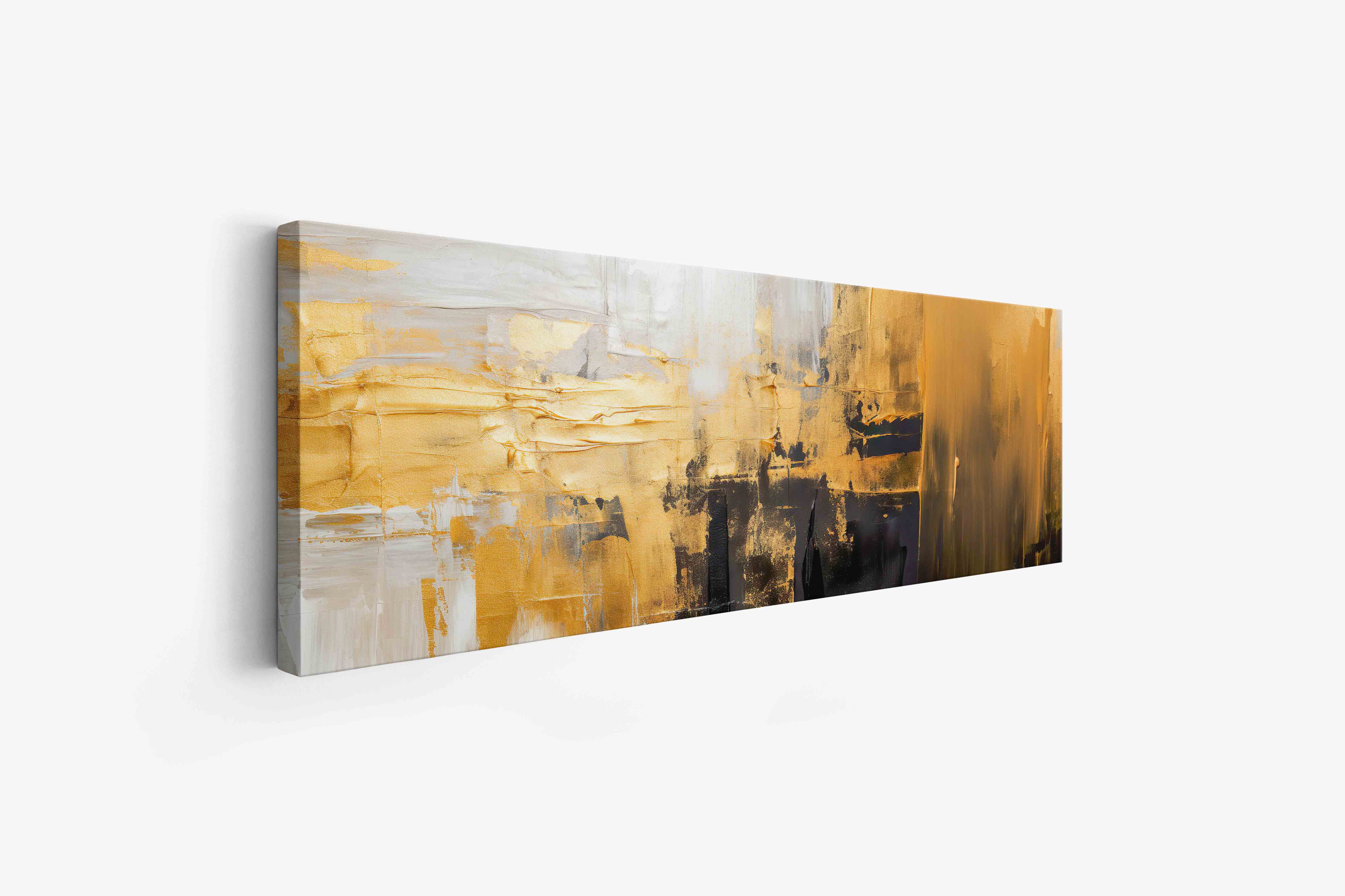 Wall Art Abstract with gold and white 72" x 24" - Image 4