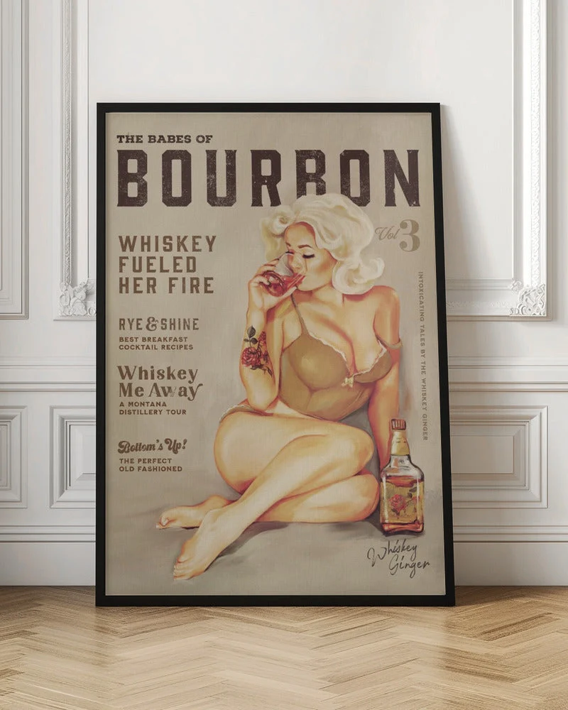 Wall art Babes of Bourbon Vol 3 Sexy Vintage Pin Up Girl Drinking Whiskey - Image 2