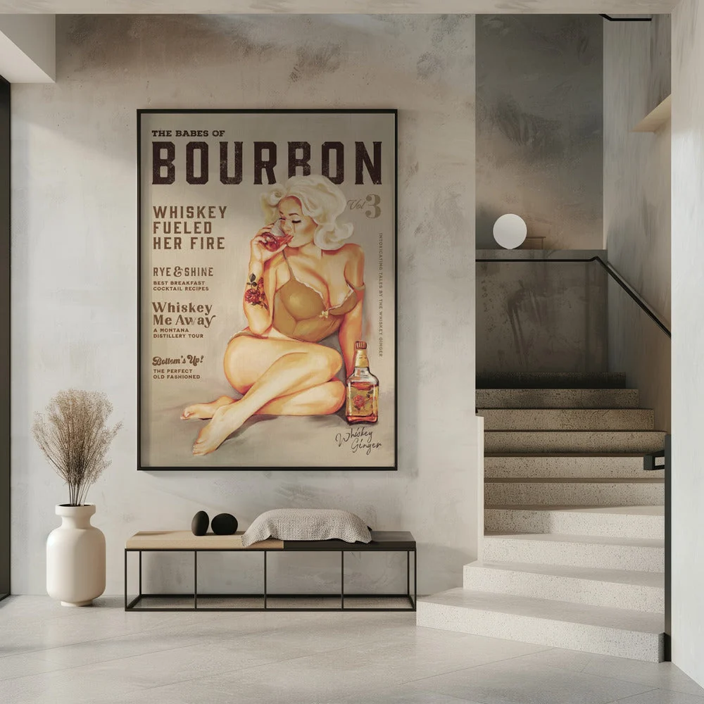 Wall art Babes of Bourbon Vol 3 Sexy Vintage Pin Up Girl Drinking Whiskey - Image 4