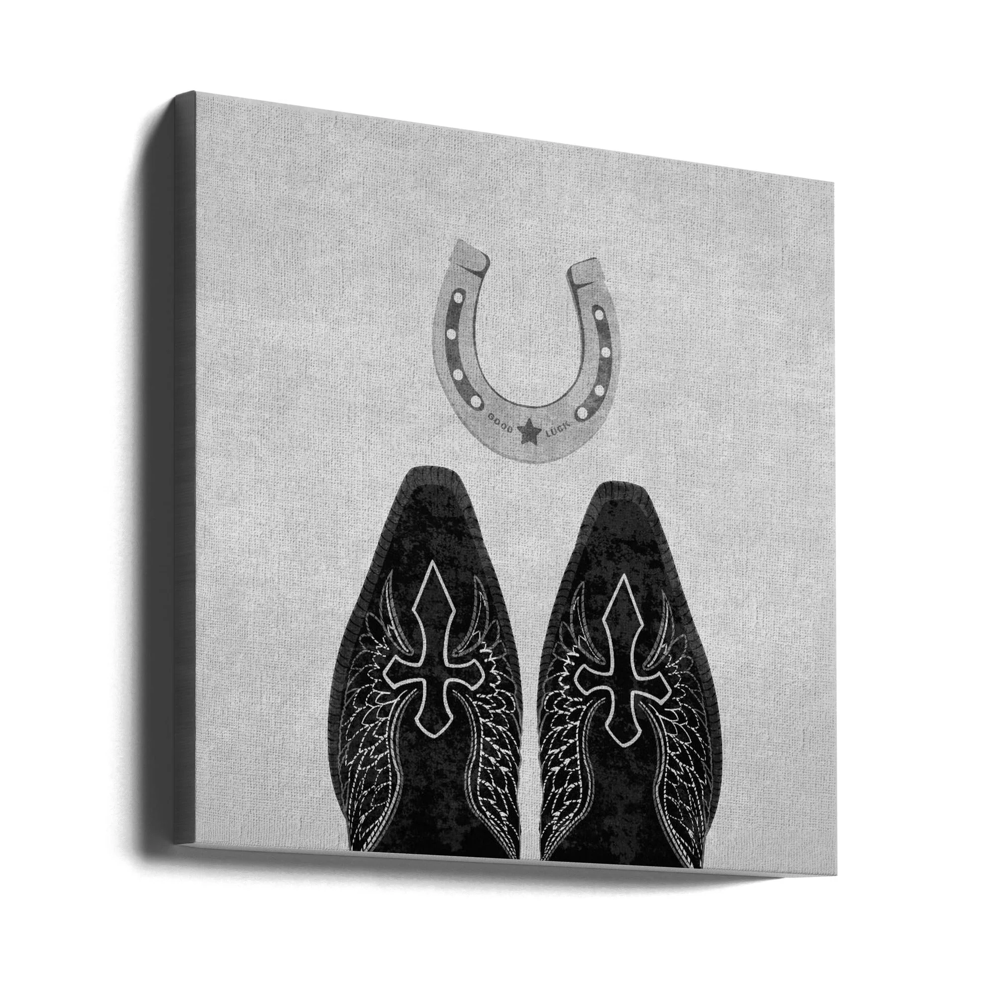 Wall Art Bw Cowboy Boots and Horseshoe - Image 10