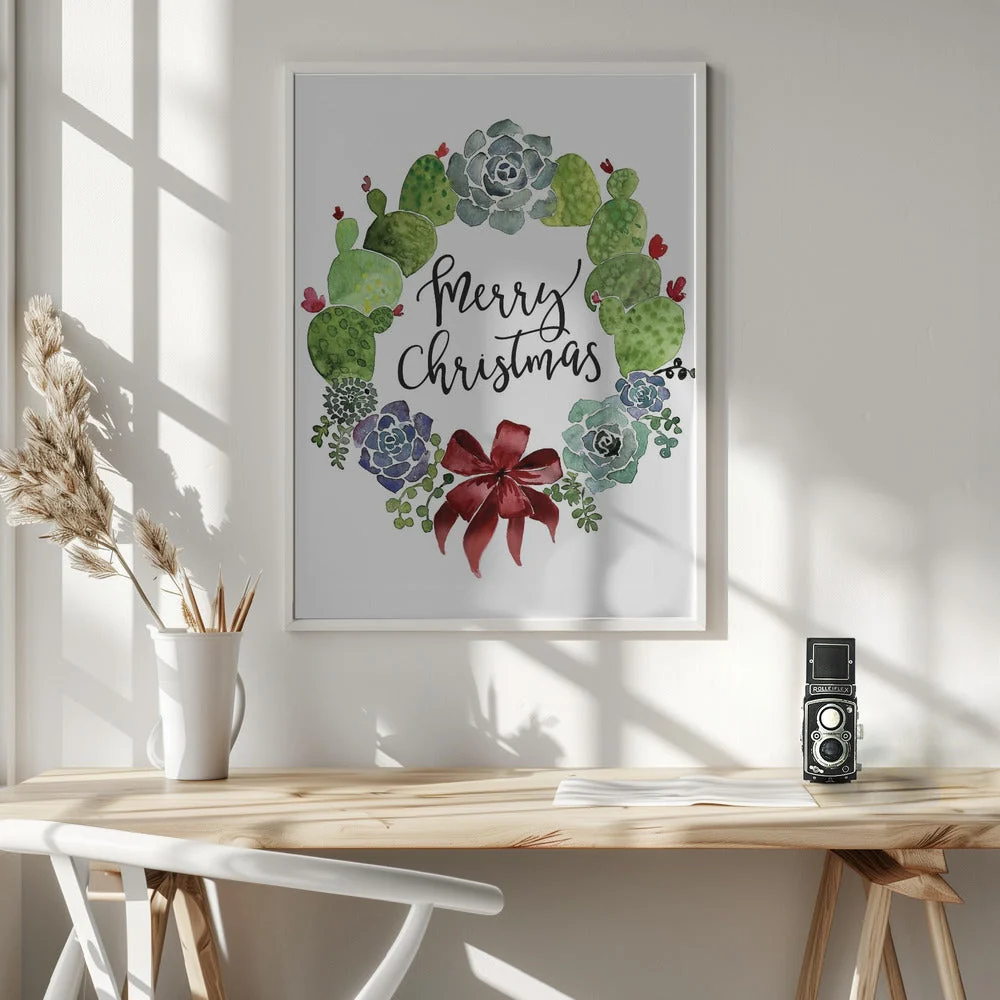 Wall art Cacti and succulent merry Christmas wreath - Image 6