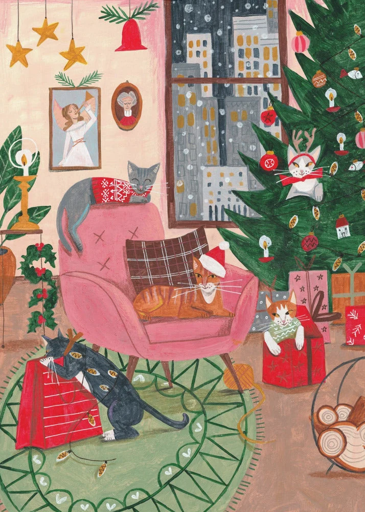 Wall art Christmas Cats in NY Canvas Print - Image 2