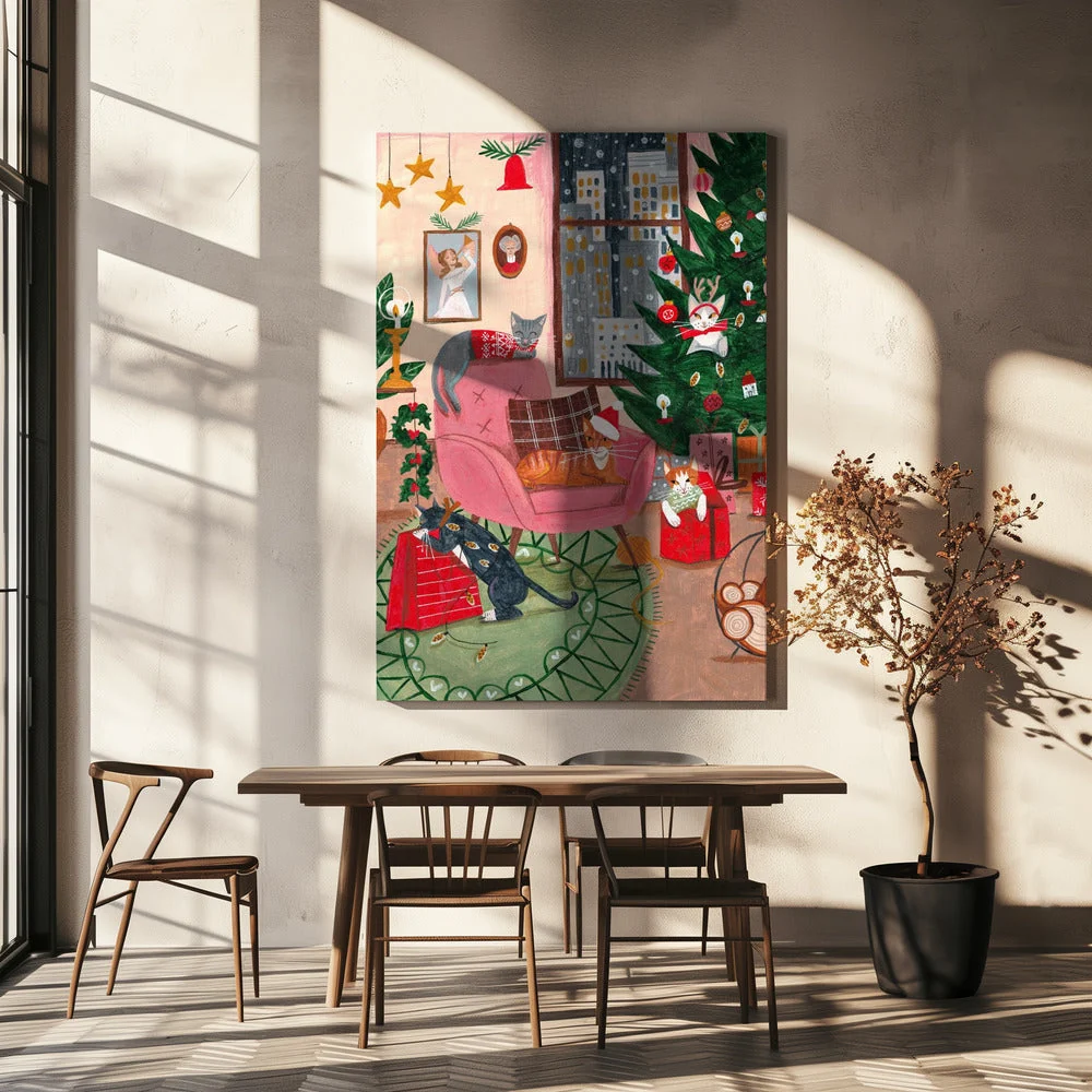 Wall art Christmas Cats in NY Canvas Print - Image 5