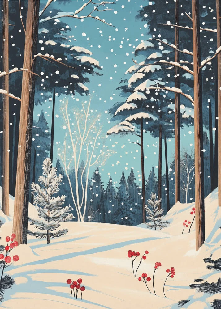 Wall art Christmas Snowy forest Canvas Print - Image 2