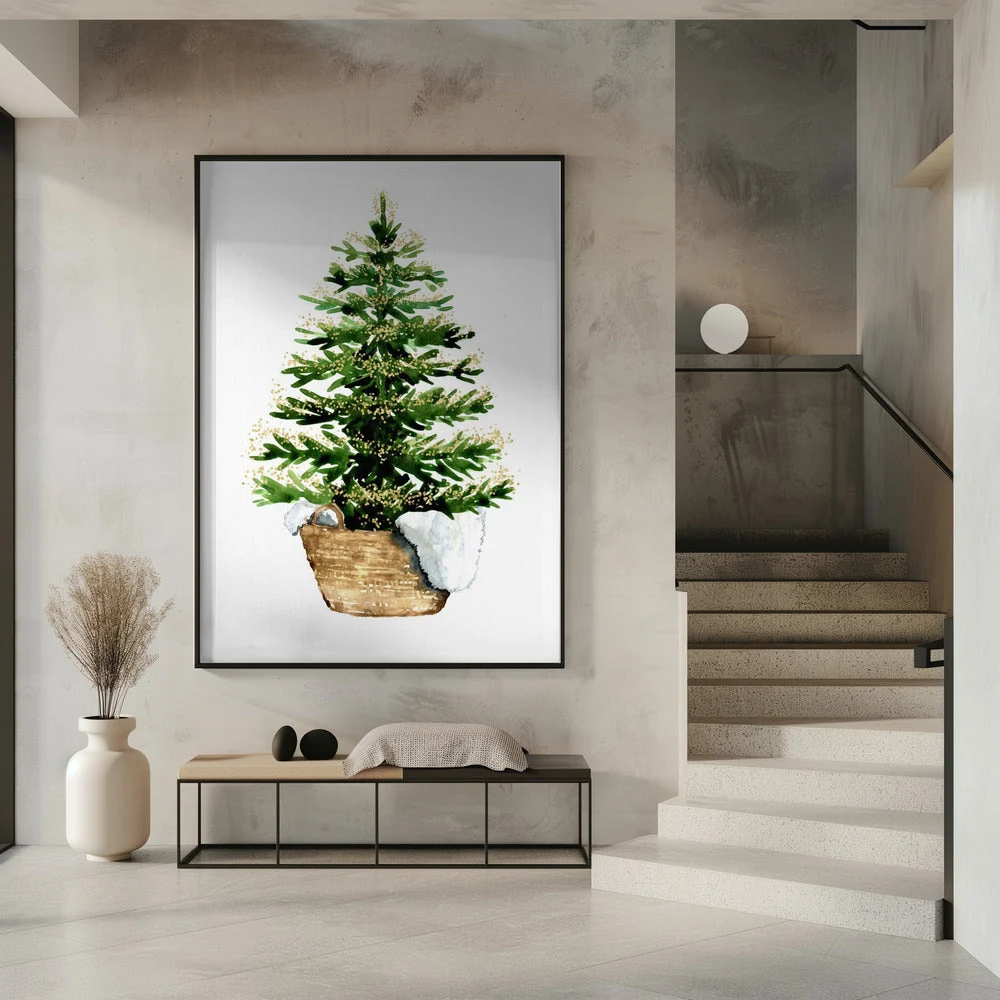 Wall art Cozy watercolor Christmas tree (2) Canvas Print - Image 7