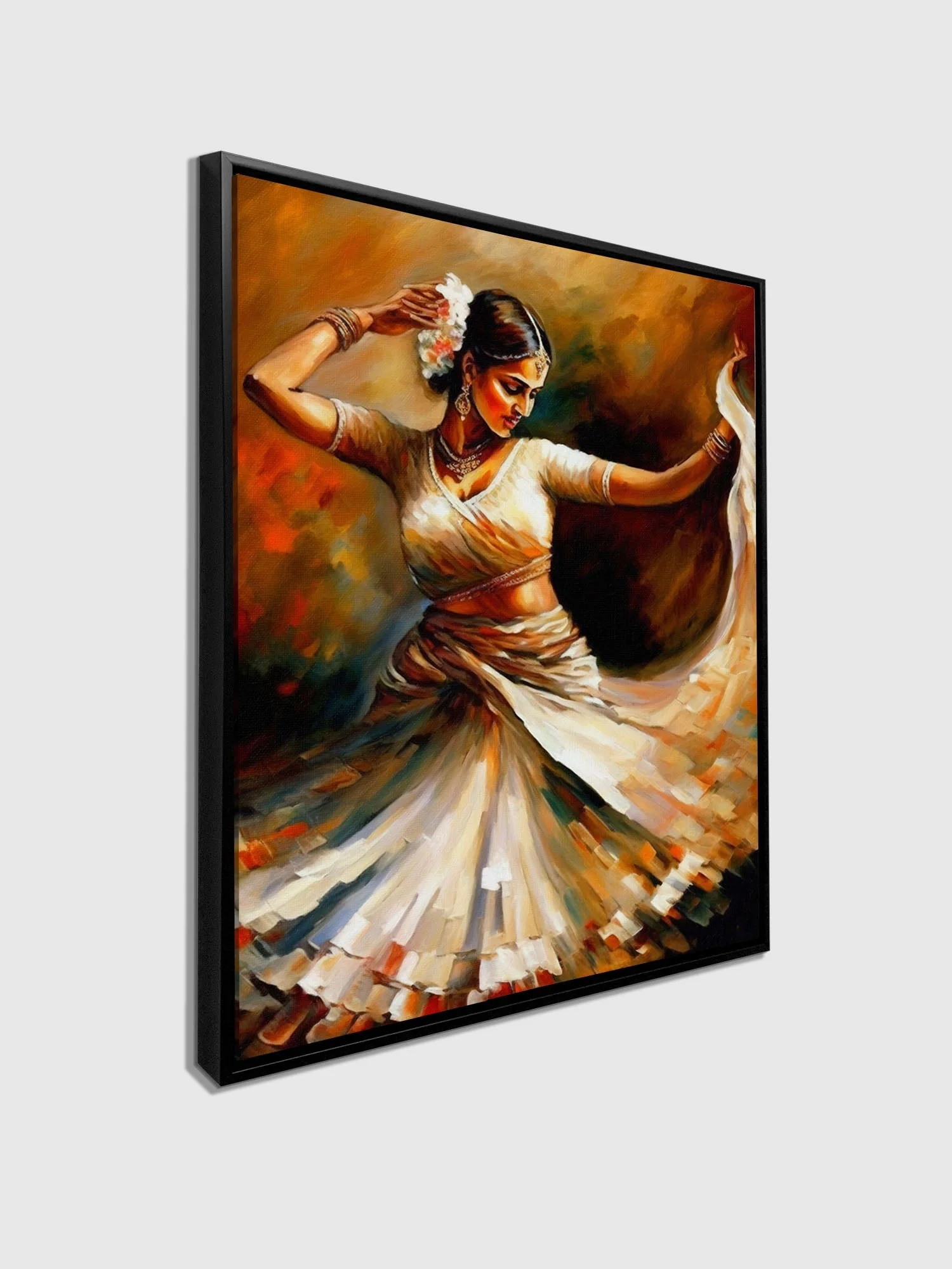 Wall Art- Dance in orange -Fine Art - Gold varnish- Canvas Print - Image 4