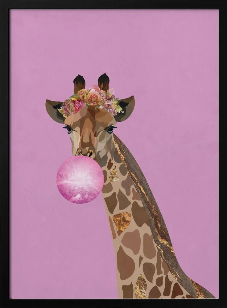 Wall art Giraffe pink bubblegum - Image 3