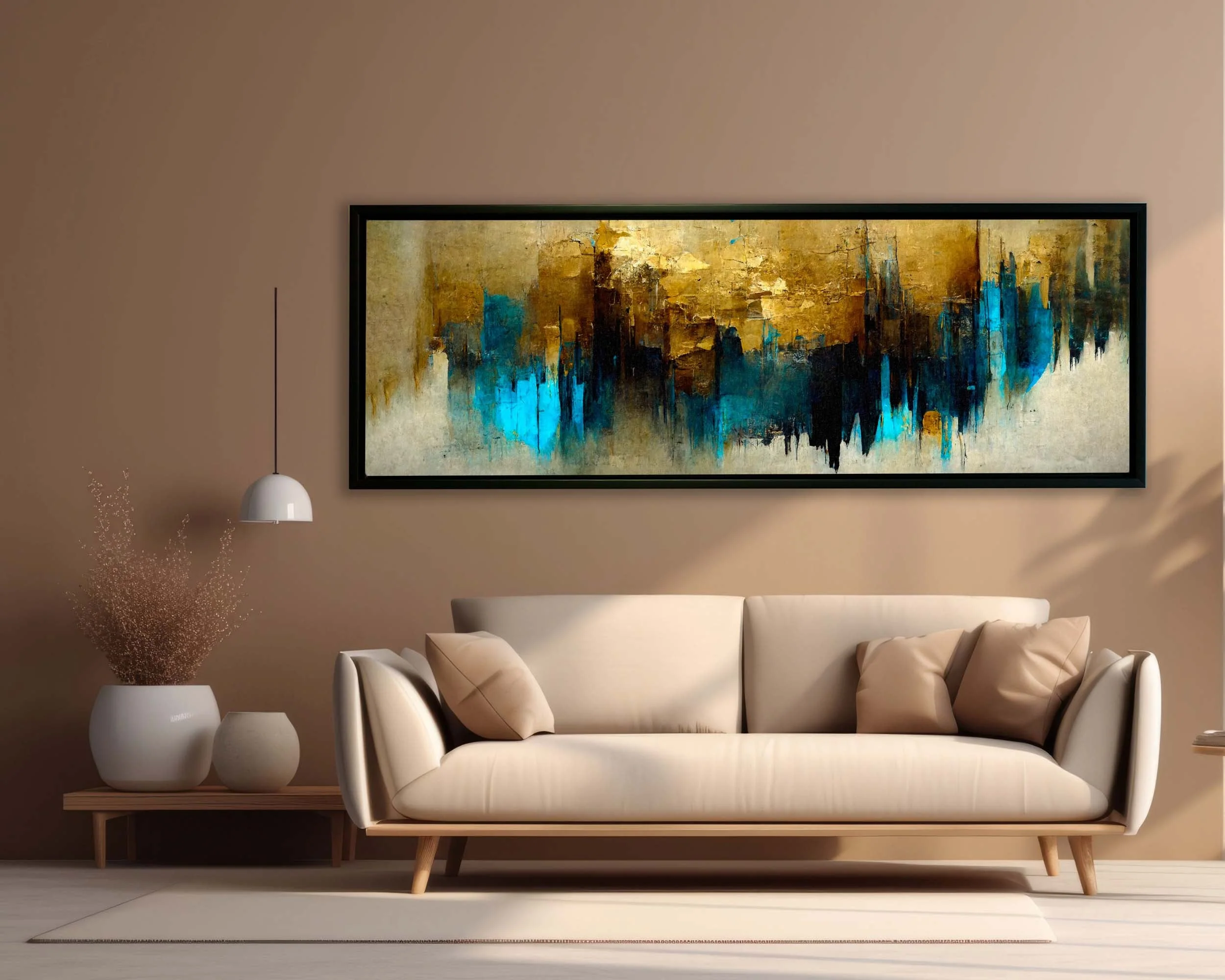 Wall Art Gold and Blue Abstract-Canvas Wall art- Fine Art - Image 3
