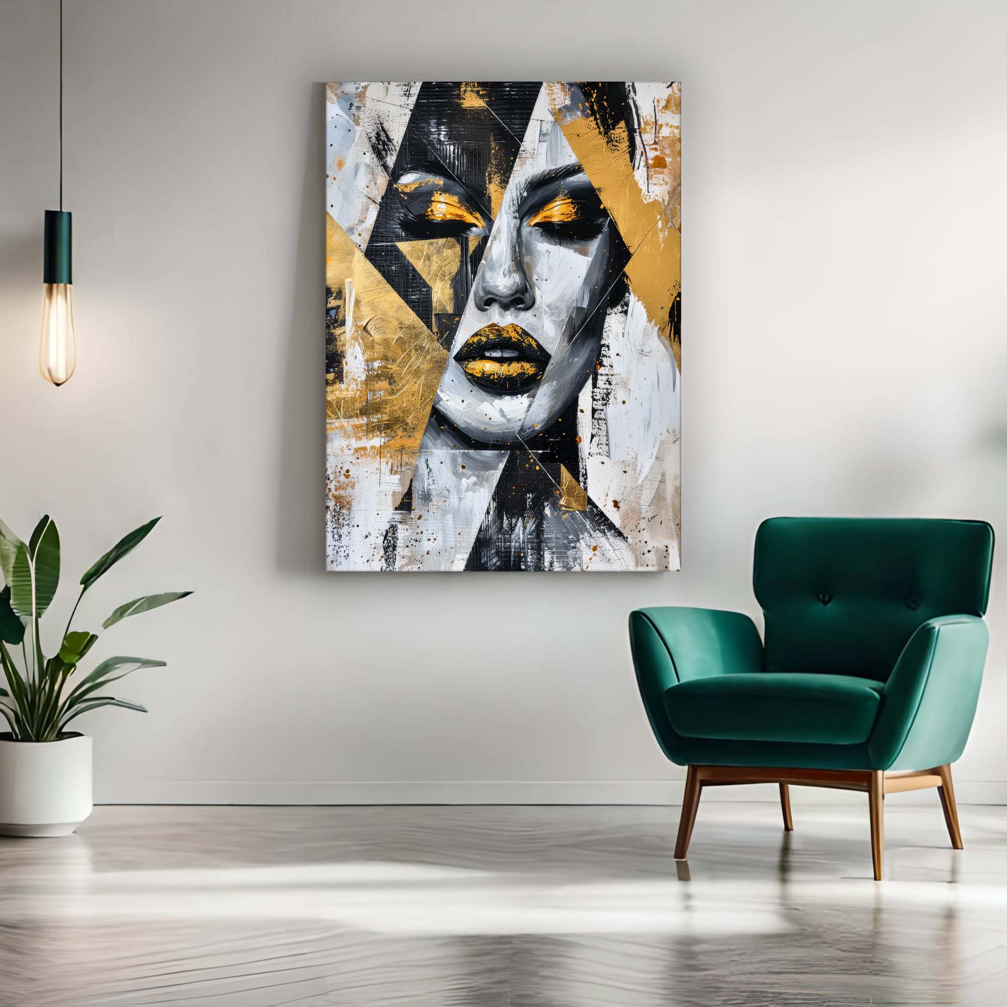 Wall Art Gold & Black Face I - Image 4