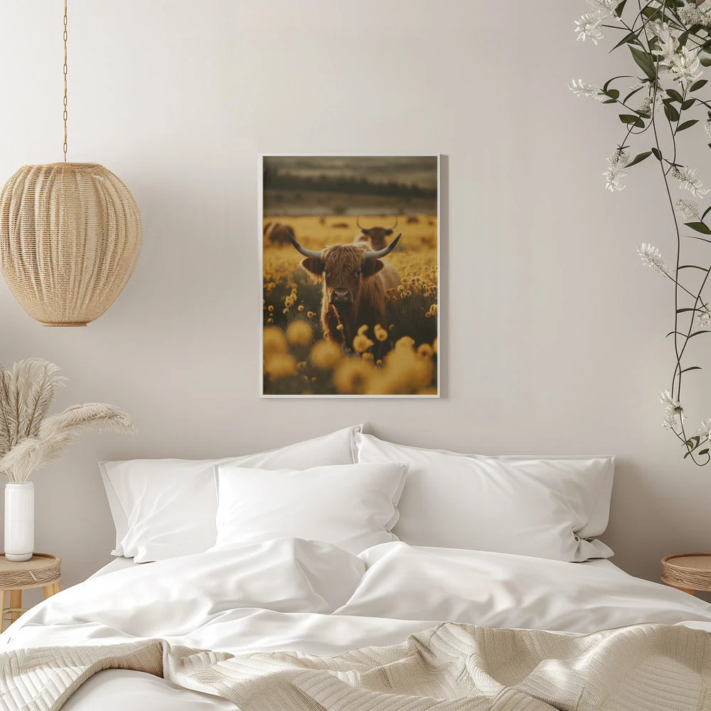 Wall Art Highland Cows In Flower Field - Image 11