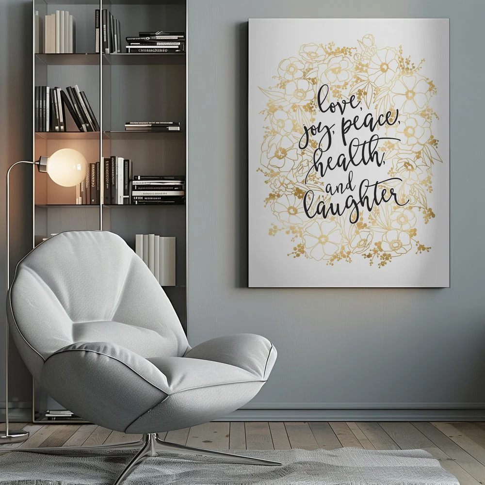 Wall art Holiday wishes with gold flowers Canvas Print - Image 10