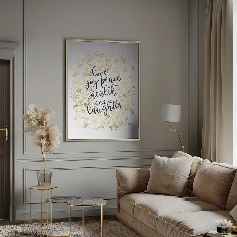 Wall art Holiday wishes with gold flowers Canvas Print - Image 12