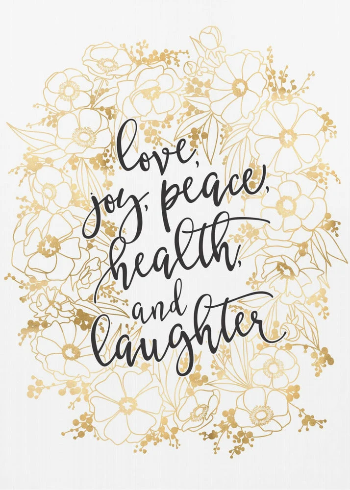 Wall art Holiday wishes with gold flowers Canvas Print - Image 2