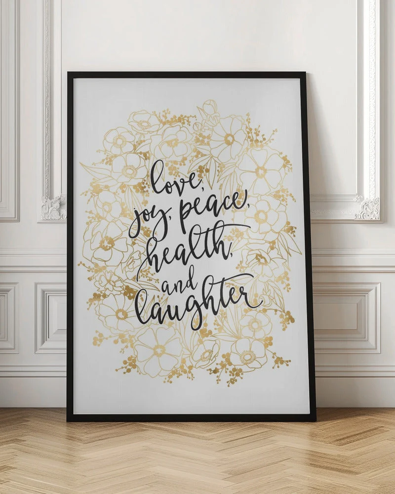 Wall art Holiday wishes with gold flowers Canvas Print - Image 4