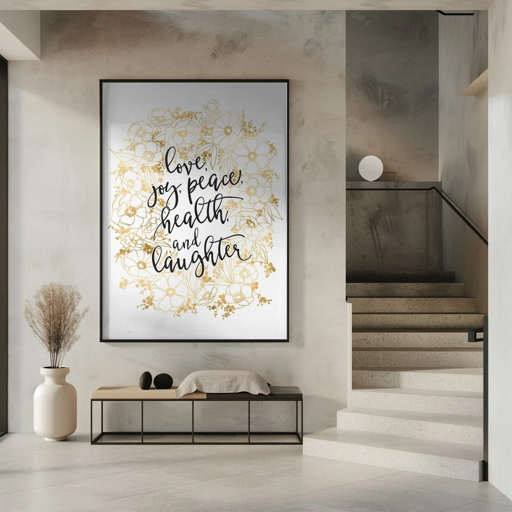 Wall art Holiday wishes with gold flowers Canvas Print - Image 7