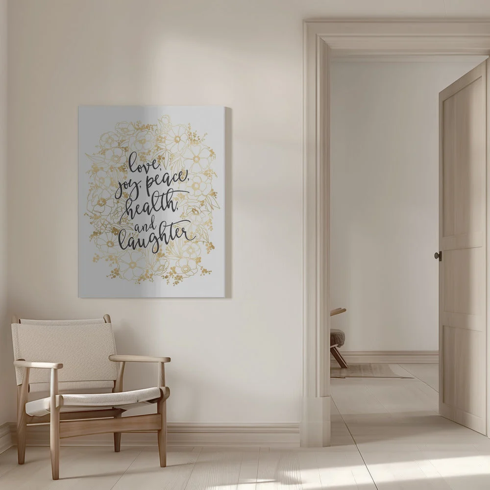 Wall art Holiday wishes with gold flowers Canvas Print - Image 9