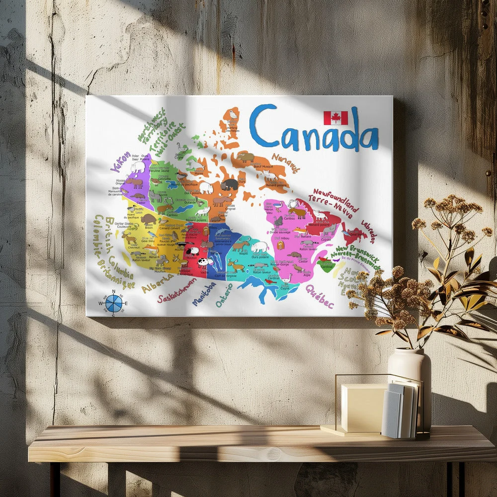 Wall art Illustrated Map of Canada with Animals by Carla Daly - Image 5