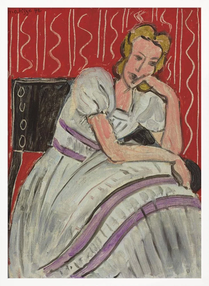 Wall art Jeune Femme Assise En Robe Grise - Image 8