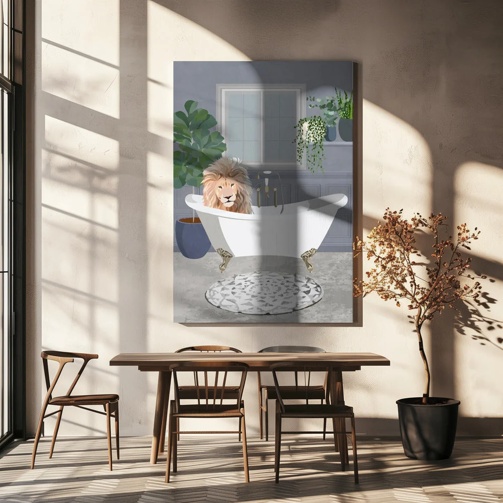 Wall Art Lion Takes A Bath Canvas Print - Image 5