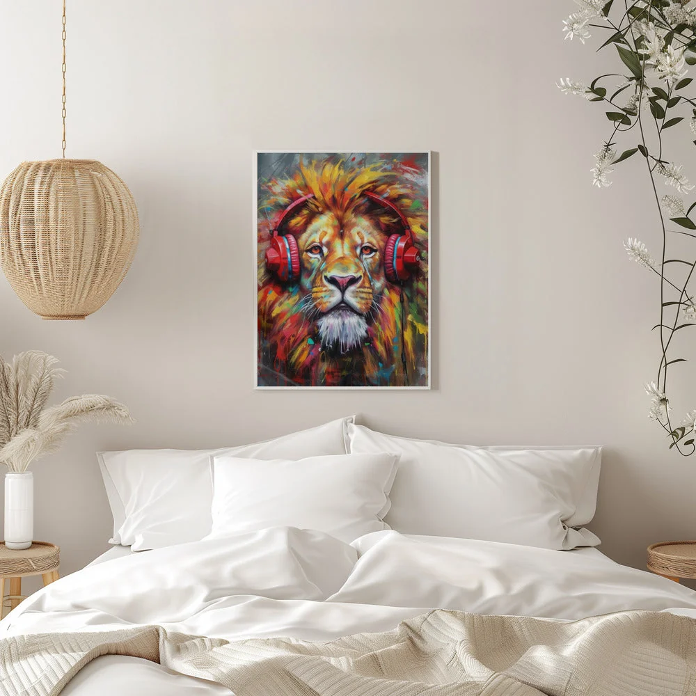 Wall art Lion With Headphones animal - Image 11