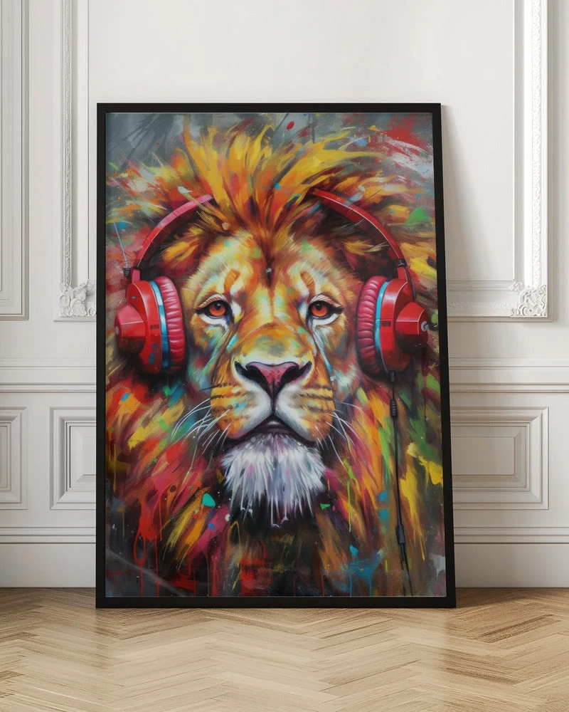 Wall art Lion With Headphones animal - Image 4