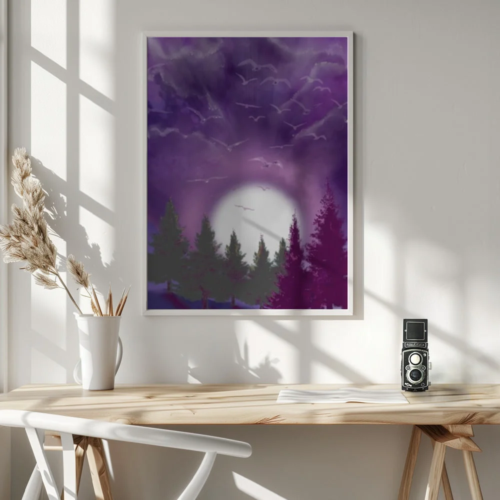 Wall art MOON IN PURPLE SKY Canvas Print - Image 6