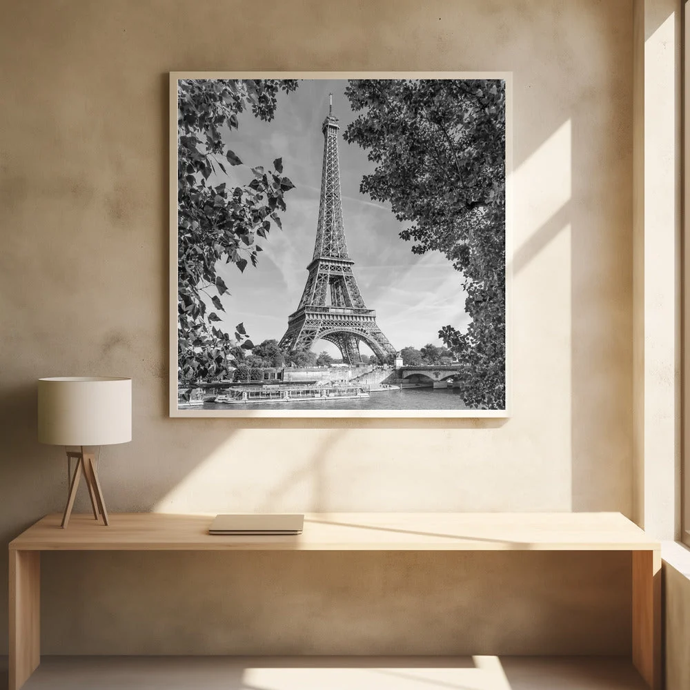 Wall art PARIS Eiffel Tower &amp; River Seine - Monochrome - Image 7