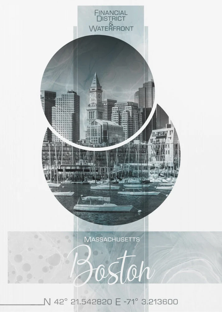 Wall art Poster Art BOSTON Waterfront | turquoise marble - Image 2