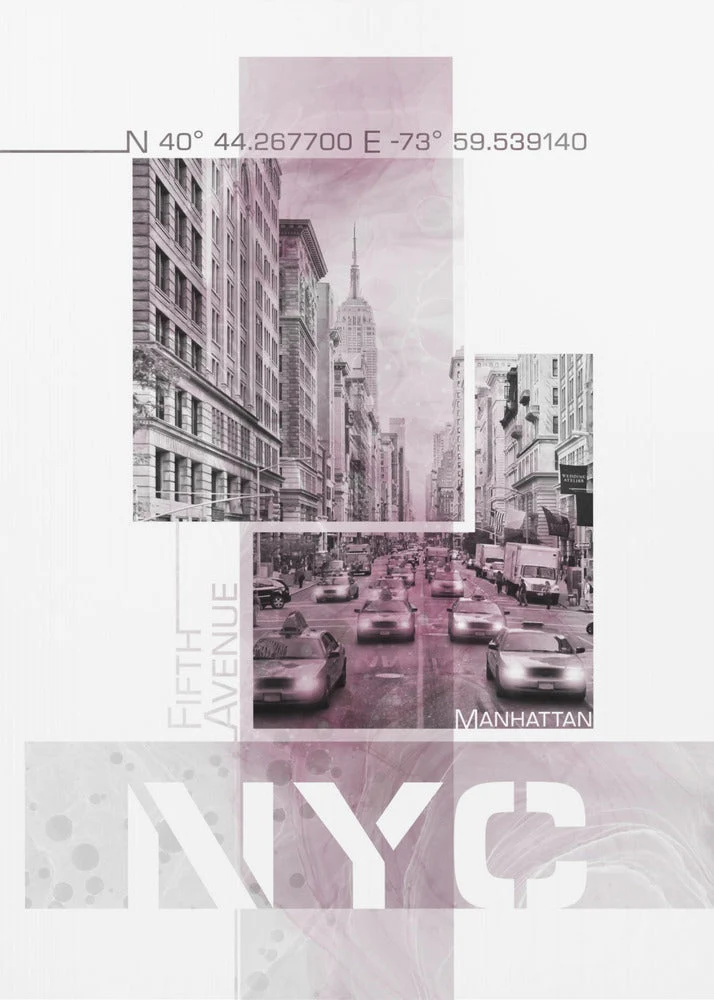 Wall art Poster Art NYC Fifth Avenue Traffic | pink marble - Image 2