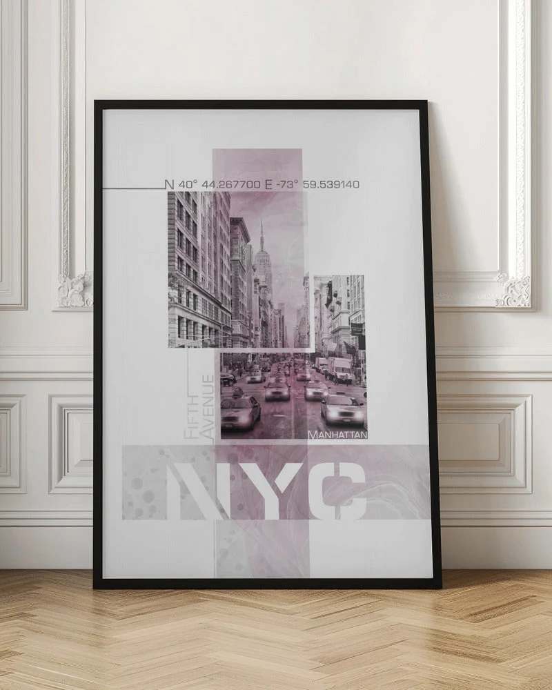Wall art Poster Art NYC Fifth Avenue Traffic | pink marble - Image 4