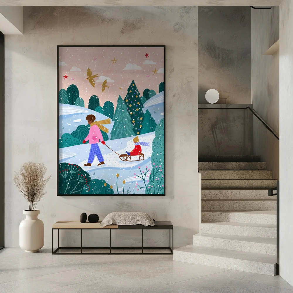Wall art Snowy Sledge Walk 2 Canvas Print