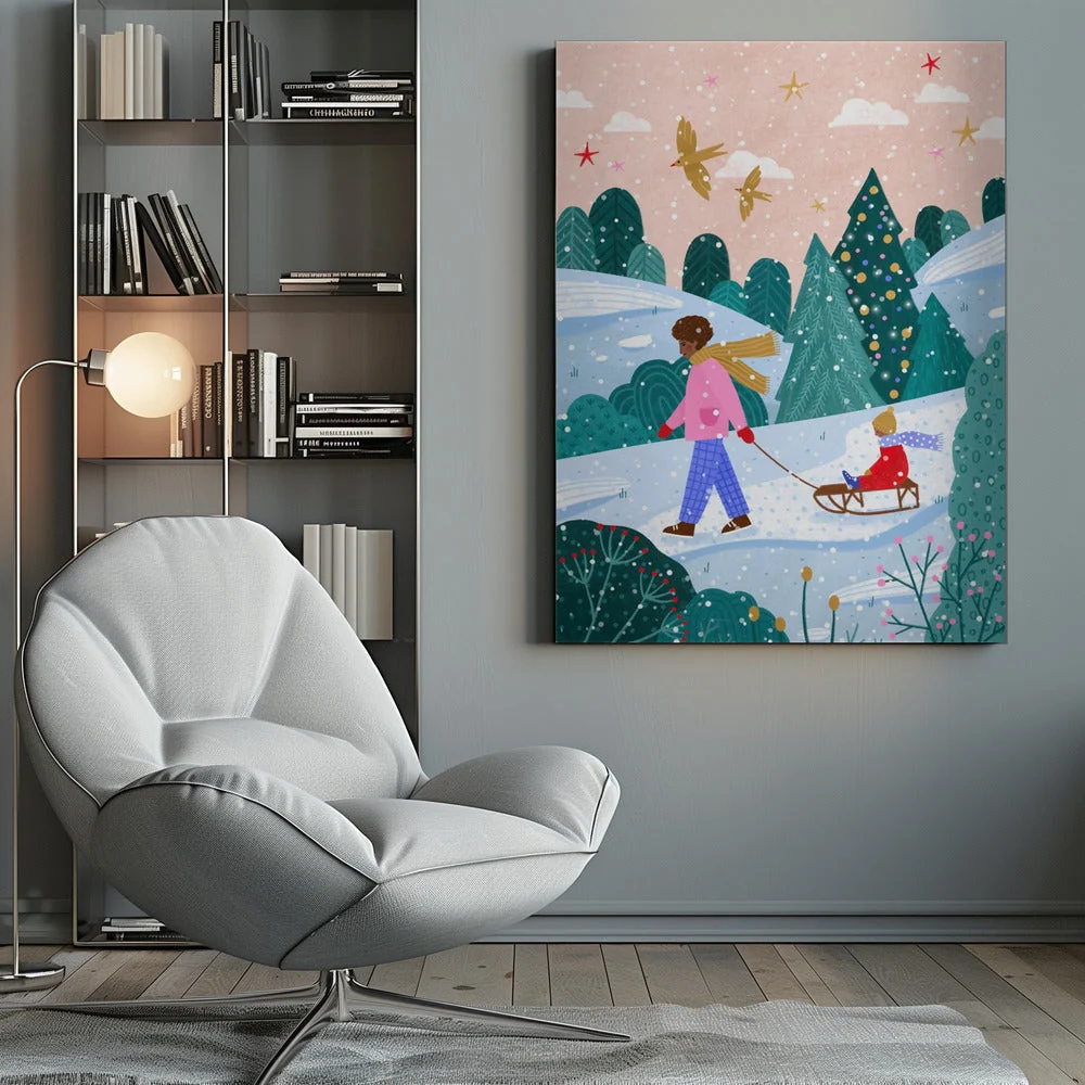 Wall art Snowy Sledge Walk 2 Canvas Print - Image 10
