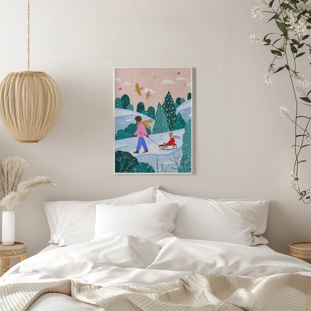 Wall art Snowy Sledge Walk 2 Canvas Print - Image 11