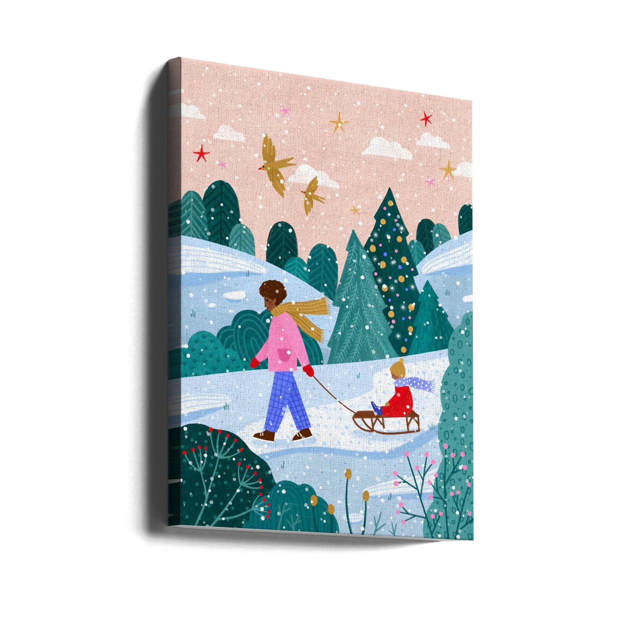 Wall art Snowy Sledge Walk 2 Canvas Print - Image 2