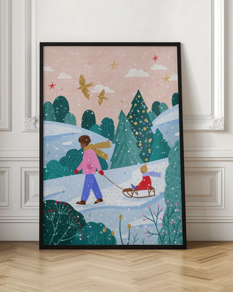 Wall art Snowy Sledge Walk 2 Canvas Print - Image 5