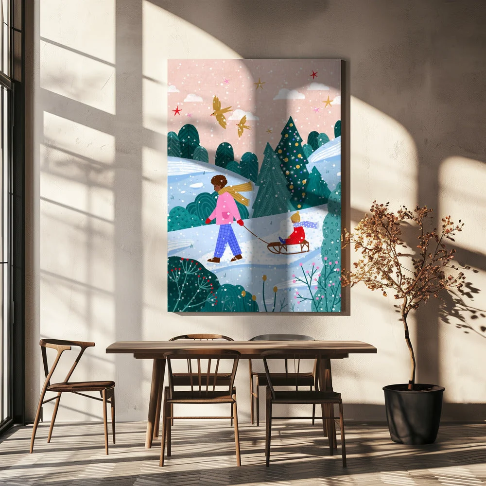 Wall art Snowy Sledge Walk 2 Canvas Print - Image 6