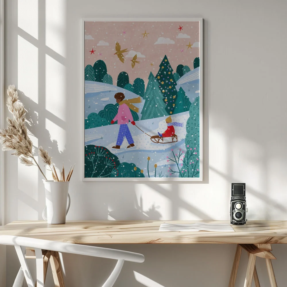 Wall art Snowy Sledge Walk 2 Canvas Print - Image 7