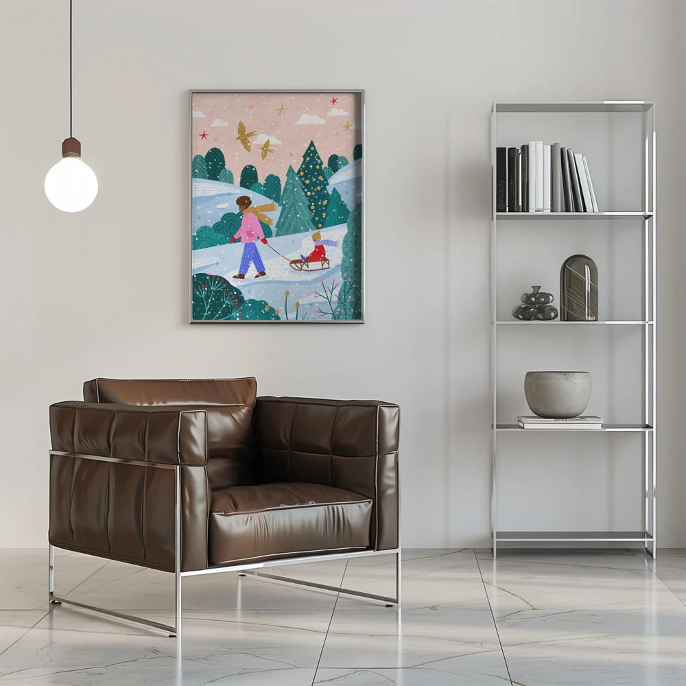 Wall art Snowy Sledge Walk 2 Canvas Print - Image 8