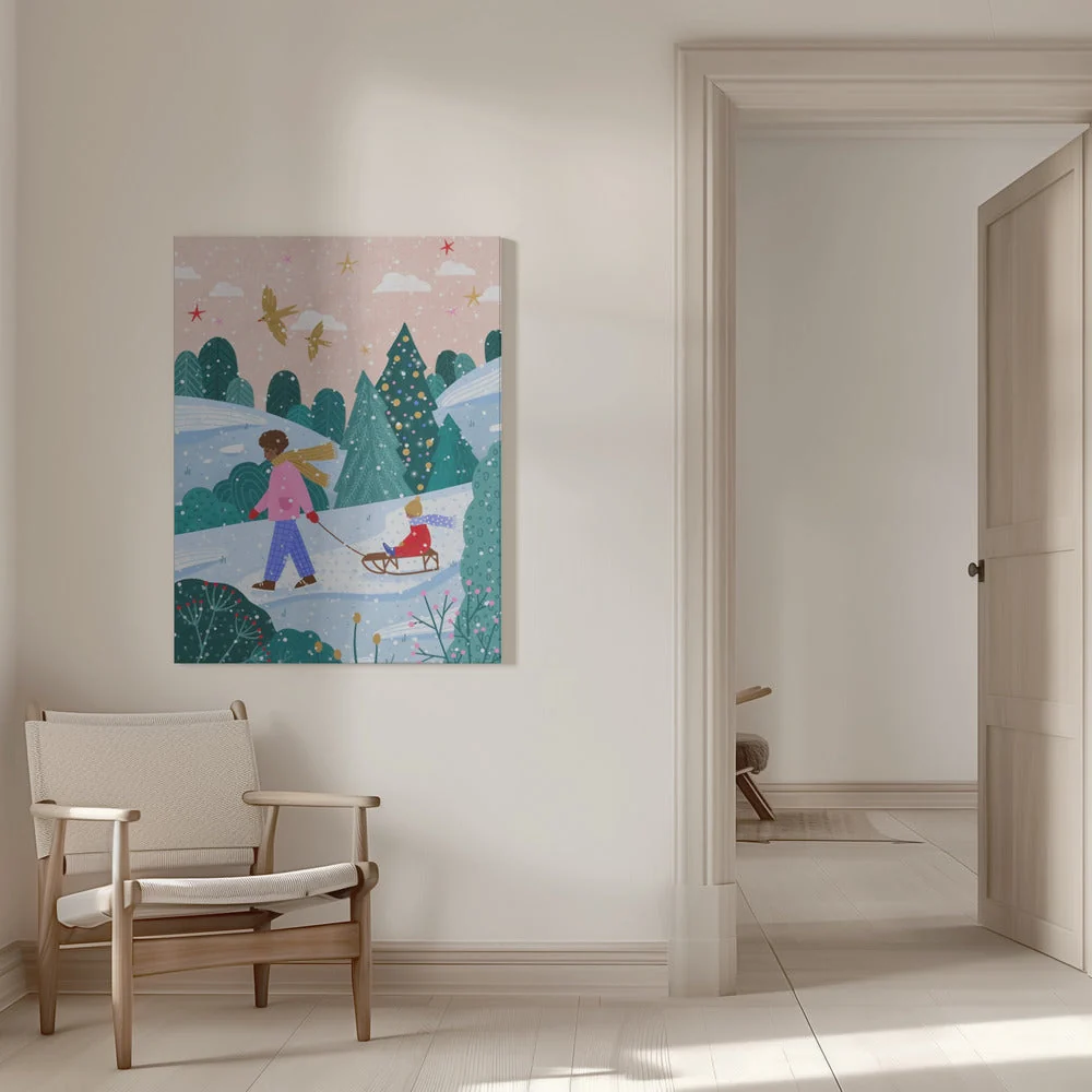 Wall art Snowy Sledge Walk 2 Canvas Print - Image 9