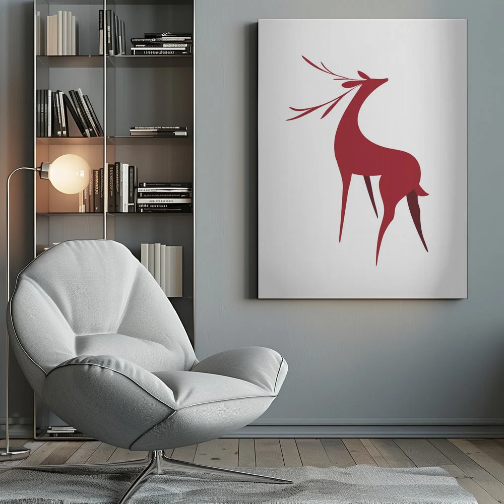 Wall art Stylized retro deer (red) - Image 10