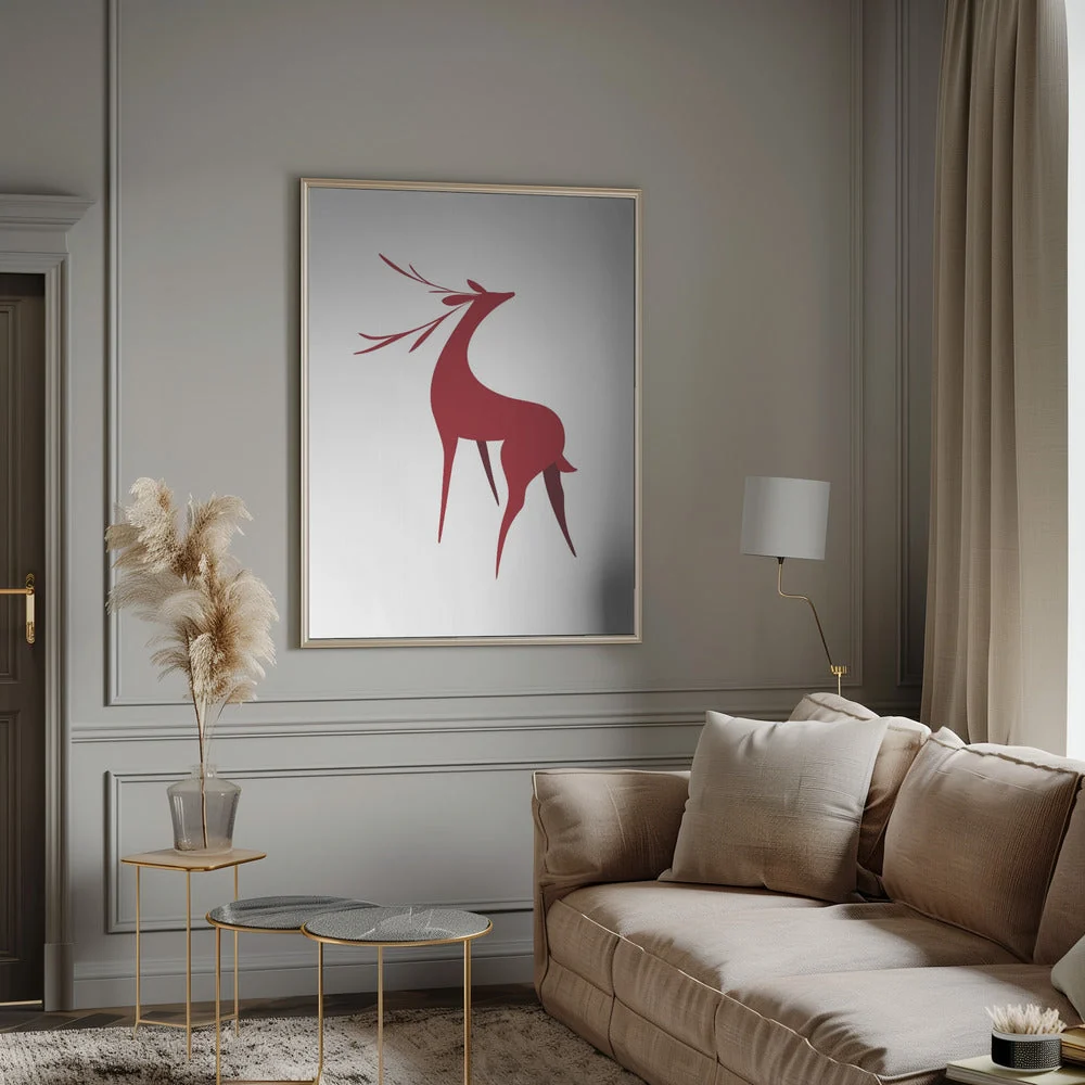 Wall art Stylized retro deer (red) - Image 12