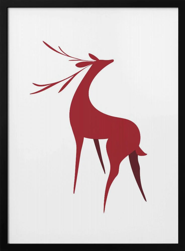 Wall art Stylized retro deer (red) - Image 3