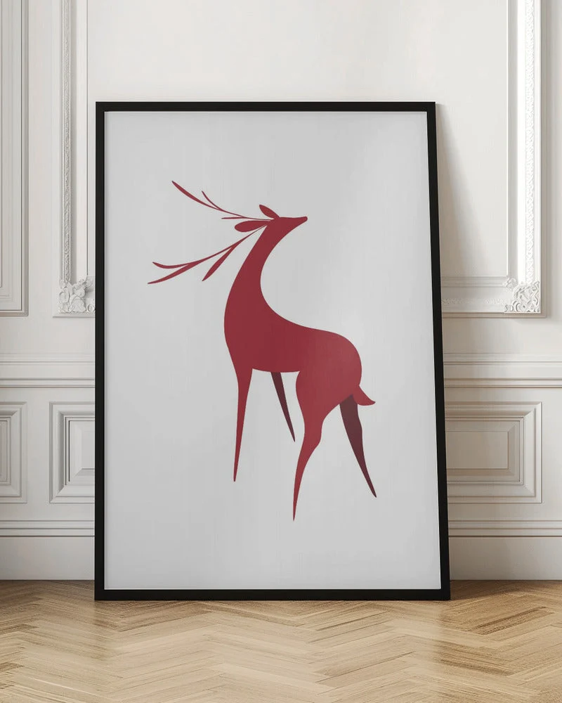 Wall art Stylized retro deer (red) - Image 4