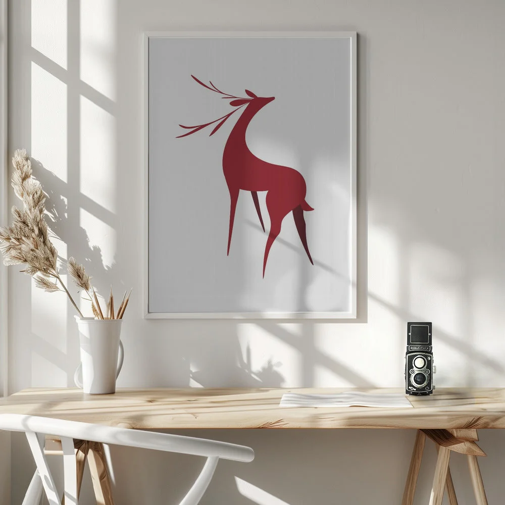Wall art Stylized retro deer (red) - Image 6