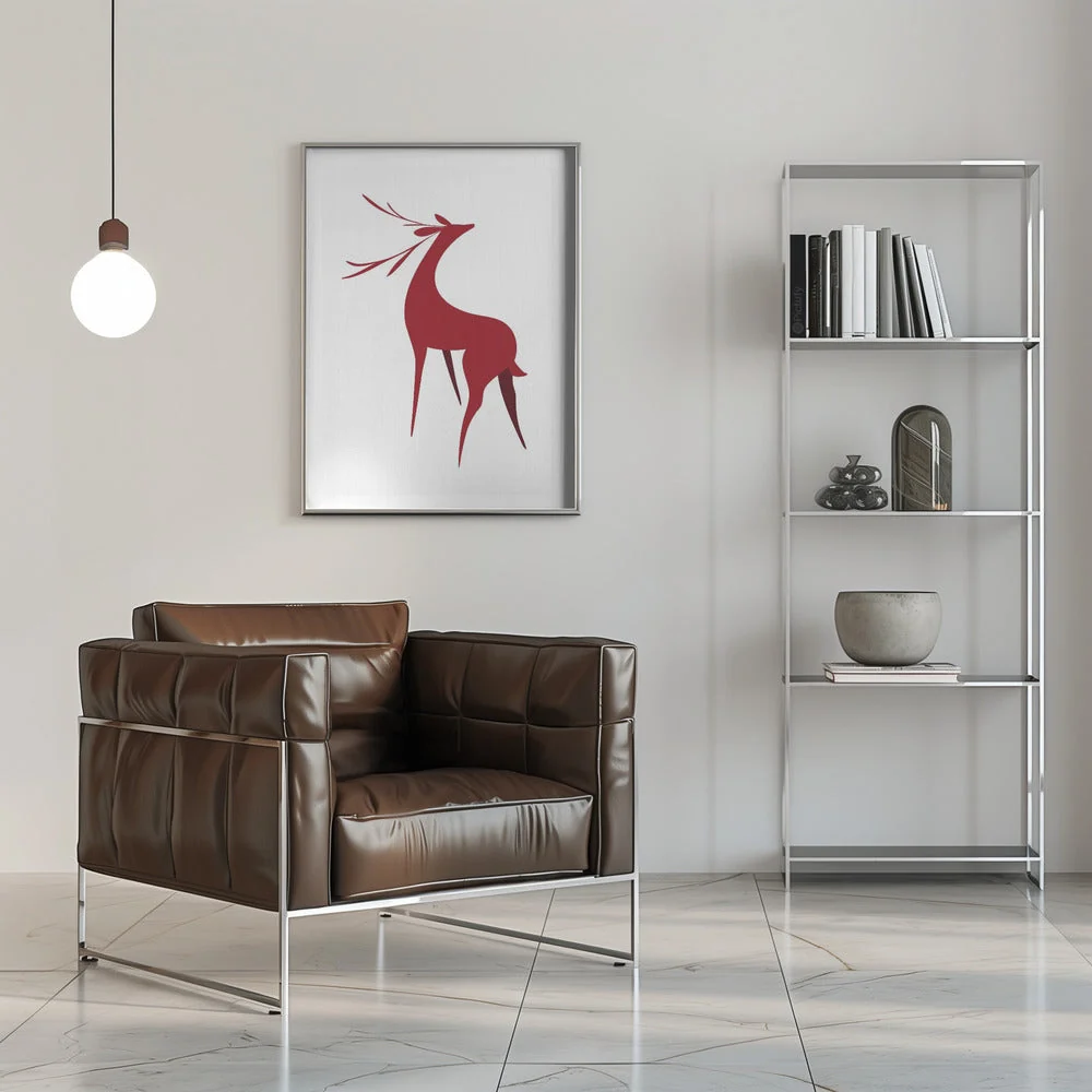 Wall art Stylized retro deer (red) - Image 8