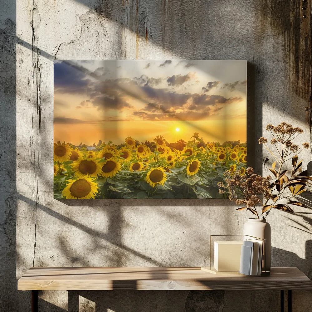 Wall art Sunflower field at sunset | Panoramic View - Image 5