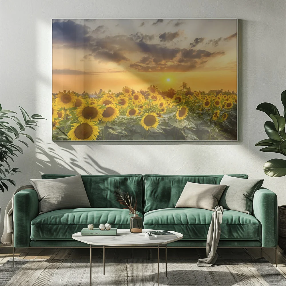 Wall art Sunflower field at sunset | Panoramic View - Image 7