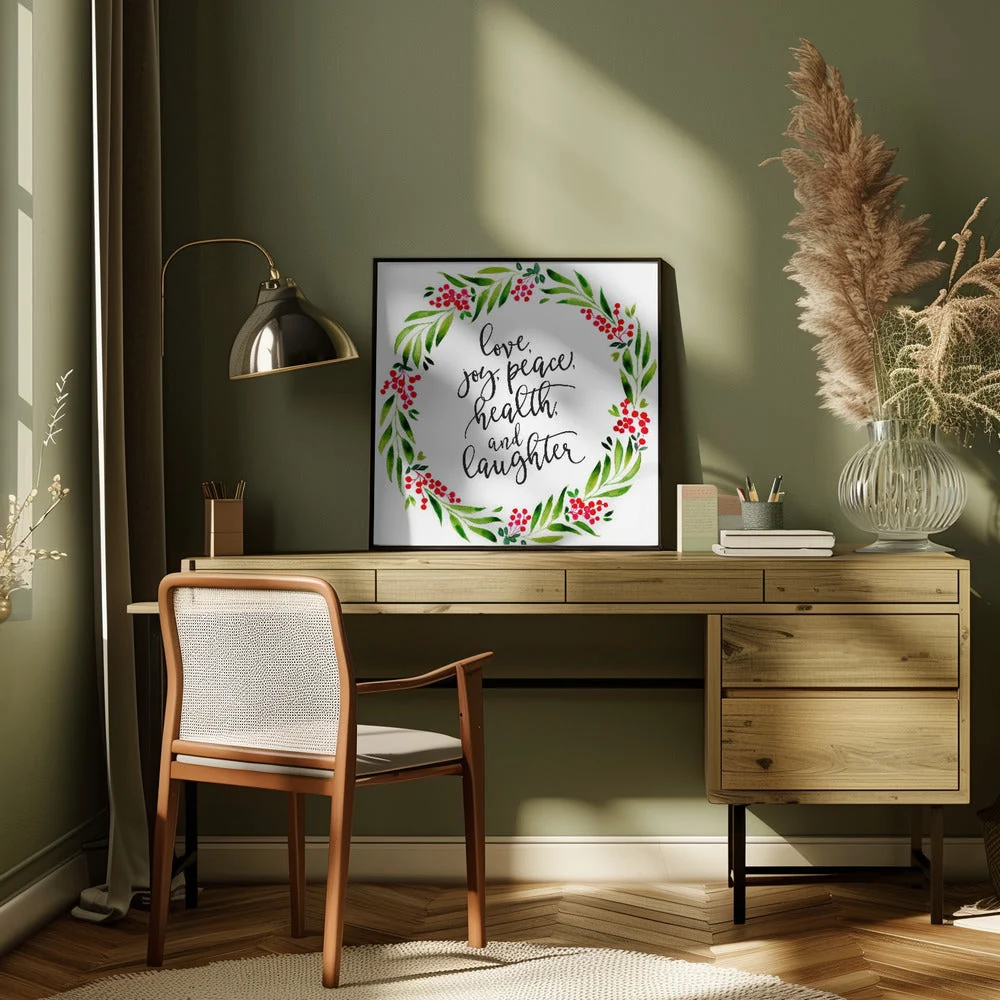Wall art Watercolor wreath with holiday wishes - Image 5