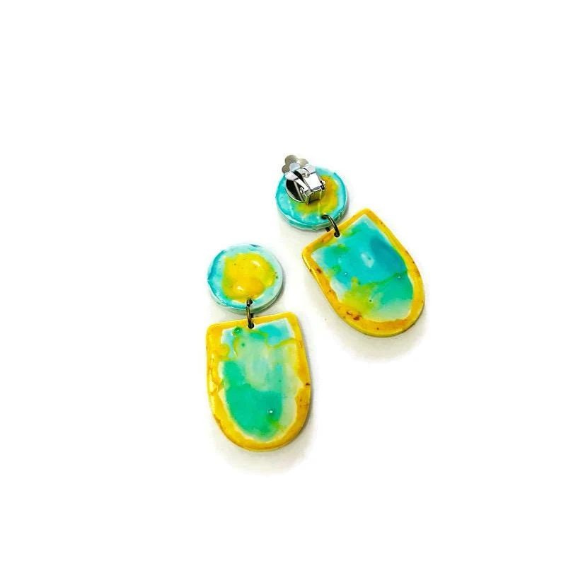 Wearable Art Necklace in Turquoise & Yellow - Image 8