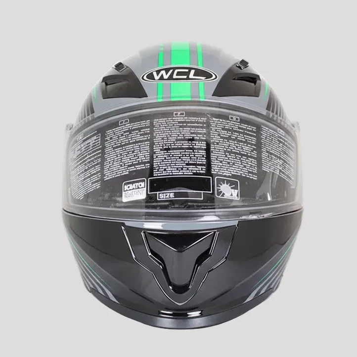 West Coast Leather Black and Green Modular Motorcycle Helmet - Image 3